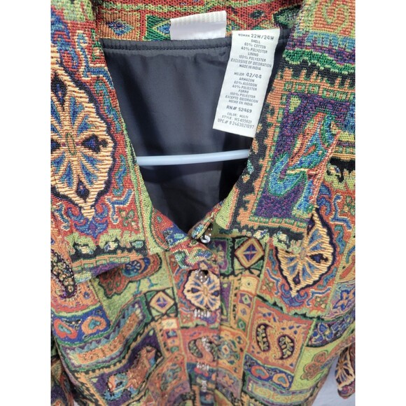 White Stag Jacket Art Deco‎ Style Tapestry Blazer Oversized Coat Sz 24 - Picture 16 of 16